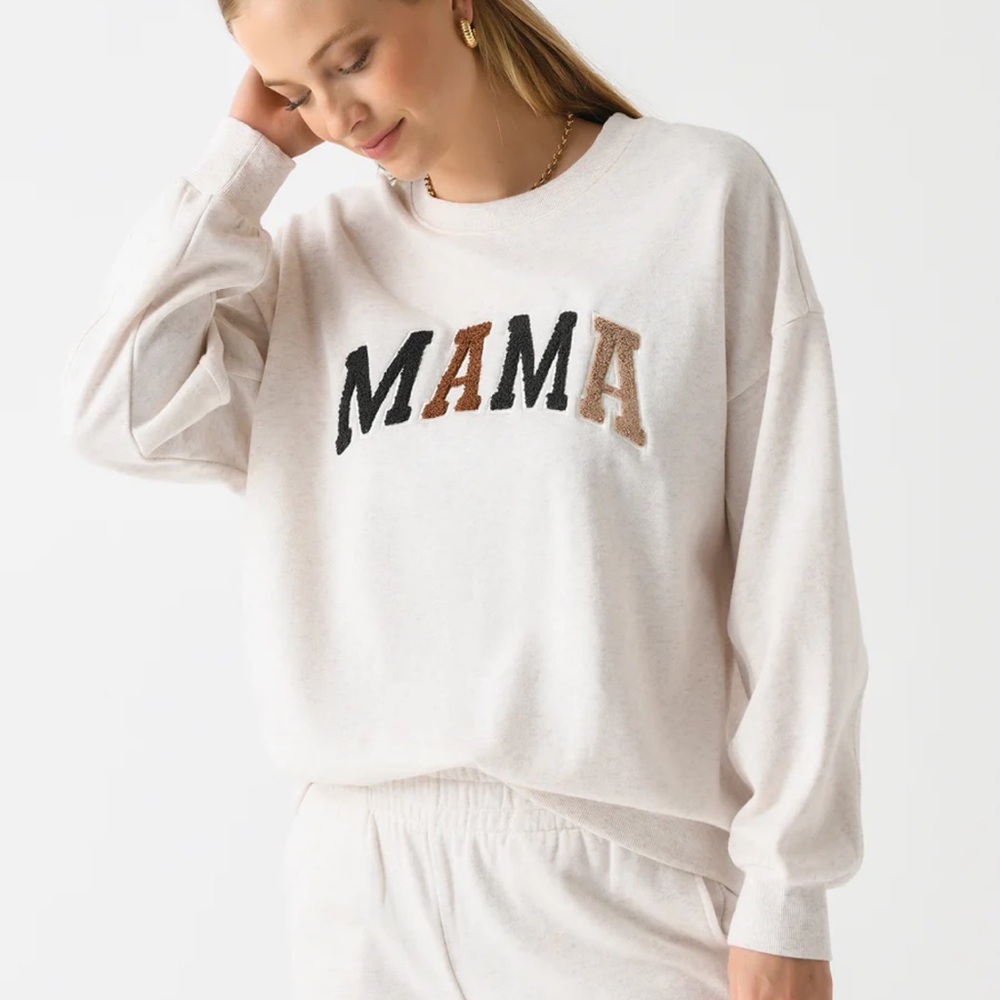 Cozy Cream 'MAMA' Crewneck Sweater - Soft Everyday Pullover
